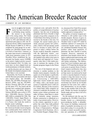 The American Breeder Reactor COMMENT by JAY BOUDREAU Rom Its Inception