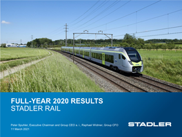 Full-Year 2020 Results Stadler Rail