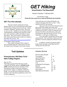 GET Newsletter Volume 5 Edition 1 February 2016