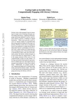 Arxiv:1904.08386V1 [Cs.LG] 17 Apr 2019 in Works of Literature