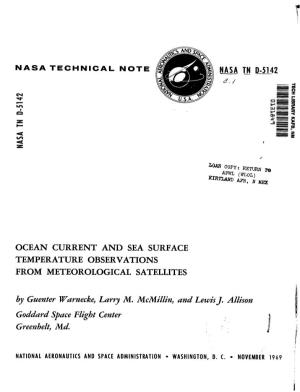 OCEAN CURRENT and SEA SURFACE TEMPERATURE OBSERVATIONS from METEOROLOGICAL SATELLITES by Gzcenter Wurnecke, Lurry M