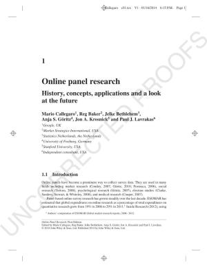 Online Panel Research History, Concepts, Applications and a Look at the Future