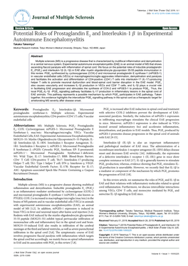 Potential Roles of Prostaglandin E2 and Interleukin-1Β in Experimental