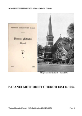 PAPANUI METHODIST CHURCH 1854 to 1954 by W