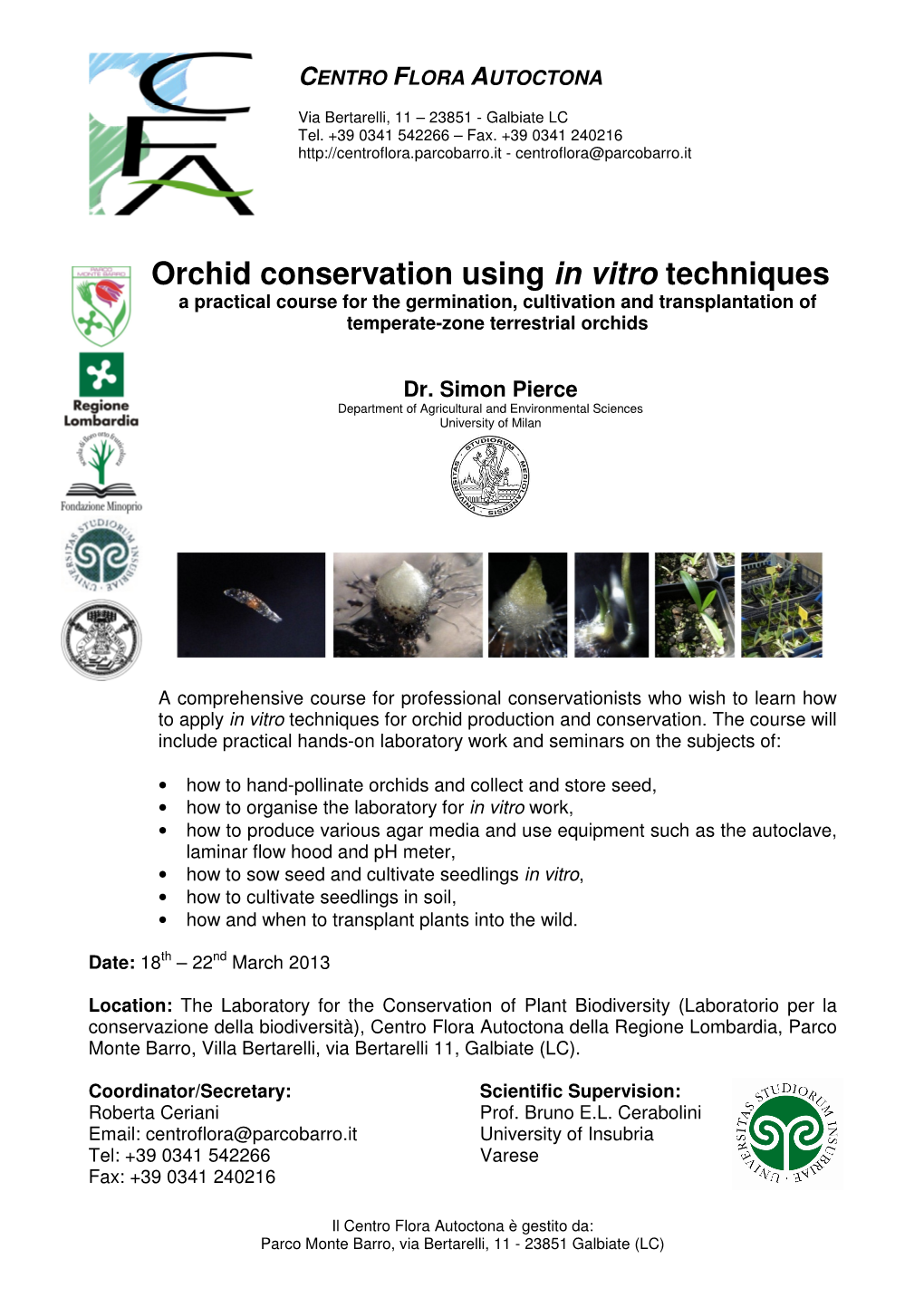 Orchid Conservation Using in Vitro Techniques a Practical Course for the Germination, Cultivation and Transplantation of Temperate-Zone Terrestrial Orchids