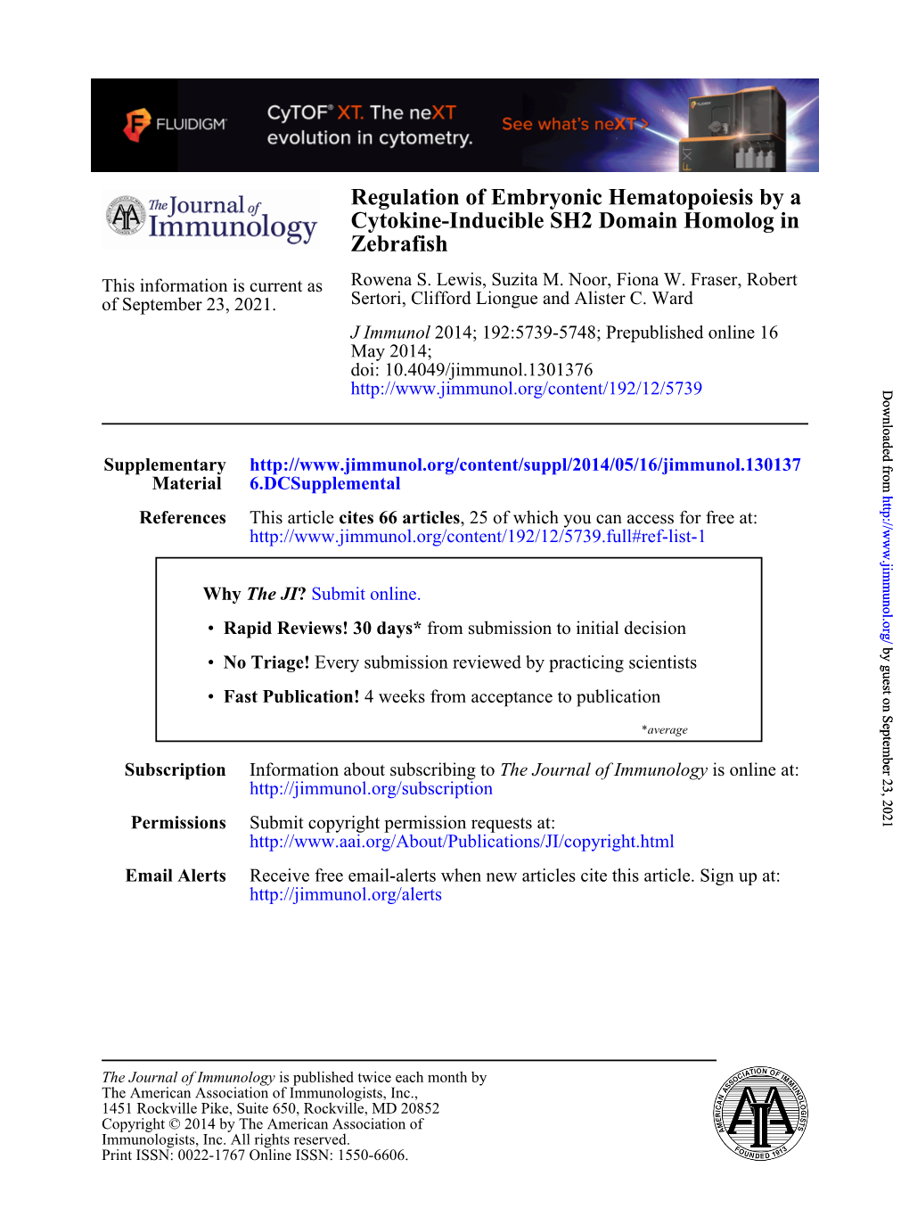 Zebrafish Cytokine-Inducible SH2 Domain Homolog in Regulation Of