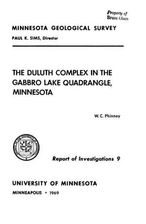 The Duluth Complex in the Gabbro Lake Quadrangle, Minnesota
