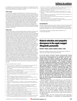 Natural Selection and Sympatric Divergence in the Apple Maggot