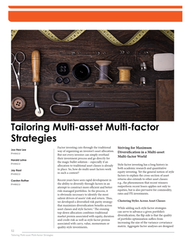 Tailoring Multi-Asset Multi-Factor Strategies