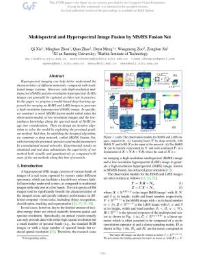Multispectral and Hyperspectral Image Fusion by MS/HS Fusion Net