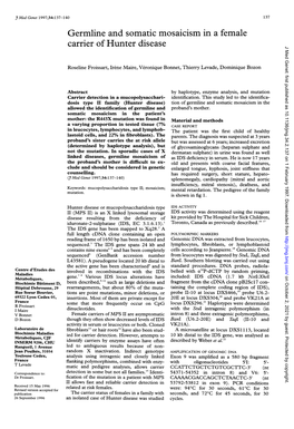 Carrier of Hunter Disease J Med Genet: First Published As 10.1136/Jmg.34.2.137 on 1 February 1997