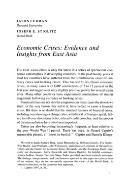 Economic Crises: Evidence and Insights from East Asia