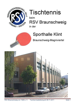 RSV Braunschweig Von 1928 E. V. Tischtennisabteilung Am 08.11.2011 Seite 1