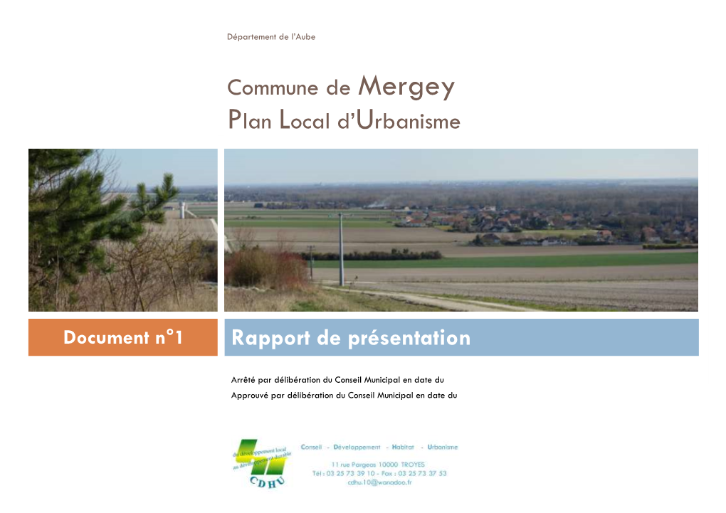 Commune De Mergey Plan Local D'urbanisme Rapport De Présentation