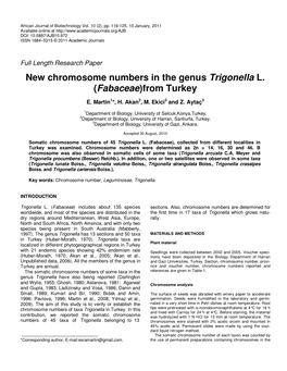 New Chromosome Numbers in the Genus Trigonella L