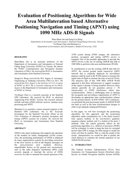 Evaluation of Positioning Algorithms for Wide Area Multilateration Based Alternative Positioning Navigation and Timing (APNT) Using 1090 Mhz ADS-B Signals