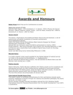 Awards and Honours