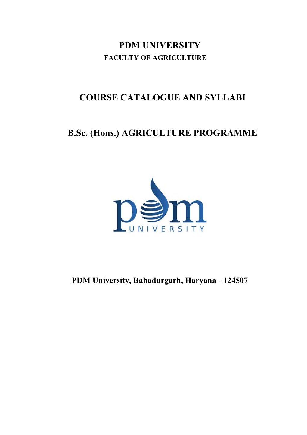 (Hons.) AGRICULTURE PROGRAMME