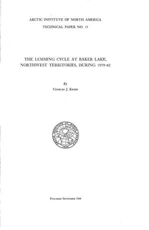 The Lemming Cycle at Baker Lake, Northwest Territories, During 1959-62