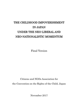 The Childhood Impoverishment in Japan Under the Neo-Liberal and Neo-Nationalistic Momentum