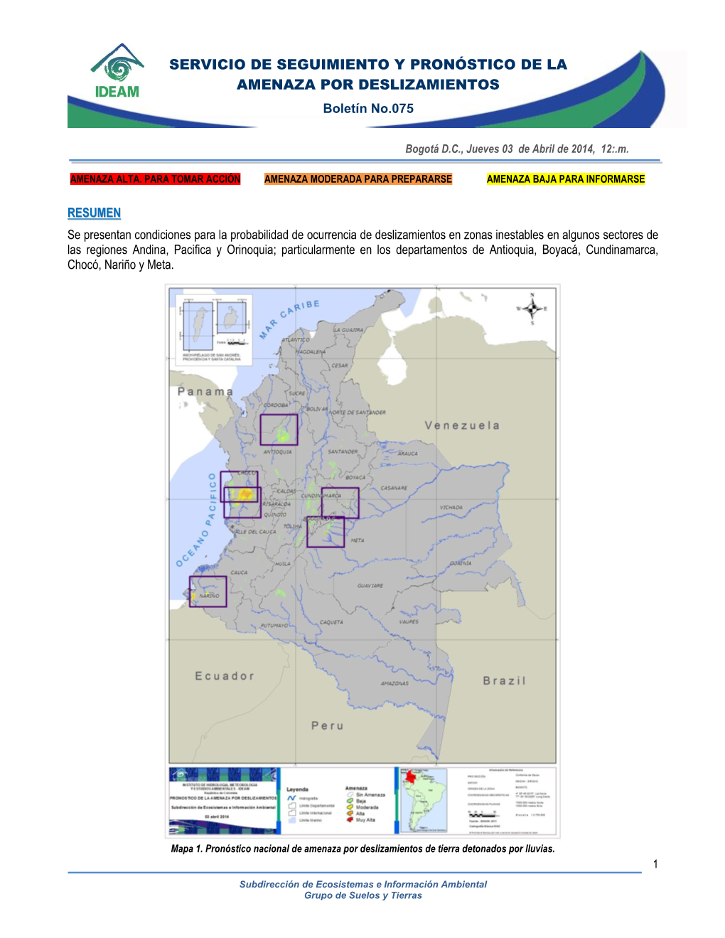 Servicio De Vigilancia Y Pronóstico De La Amenaza