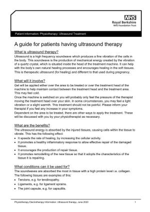 A Guide for Patients Having Ultrasound Therapy