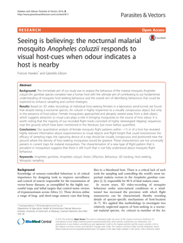 Seeing Is Believing: the Nocturnal Malarial Mosquito Anopheles Coluzzii Responds to Visual Host-Cues When Odour Indicates a Host