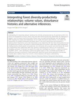 Interpreting Forest Diversity-Productivity Relationships: Volume Values, Disturbance Histories and Alternative Inferences Douglas Sheil1* and Frans Bongers2