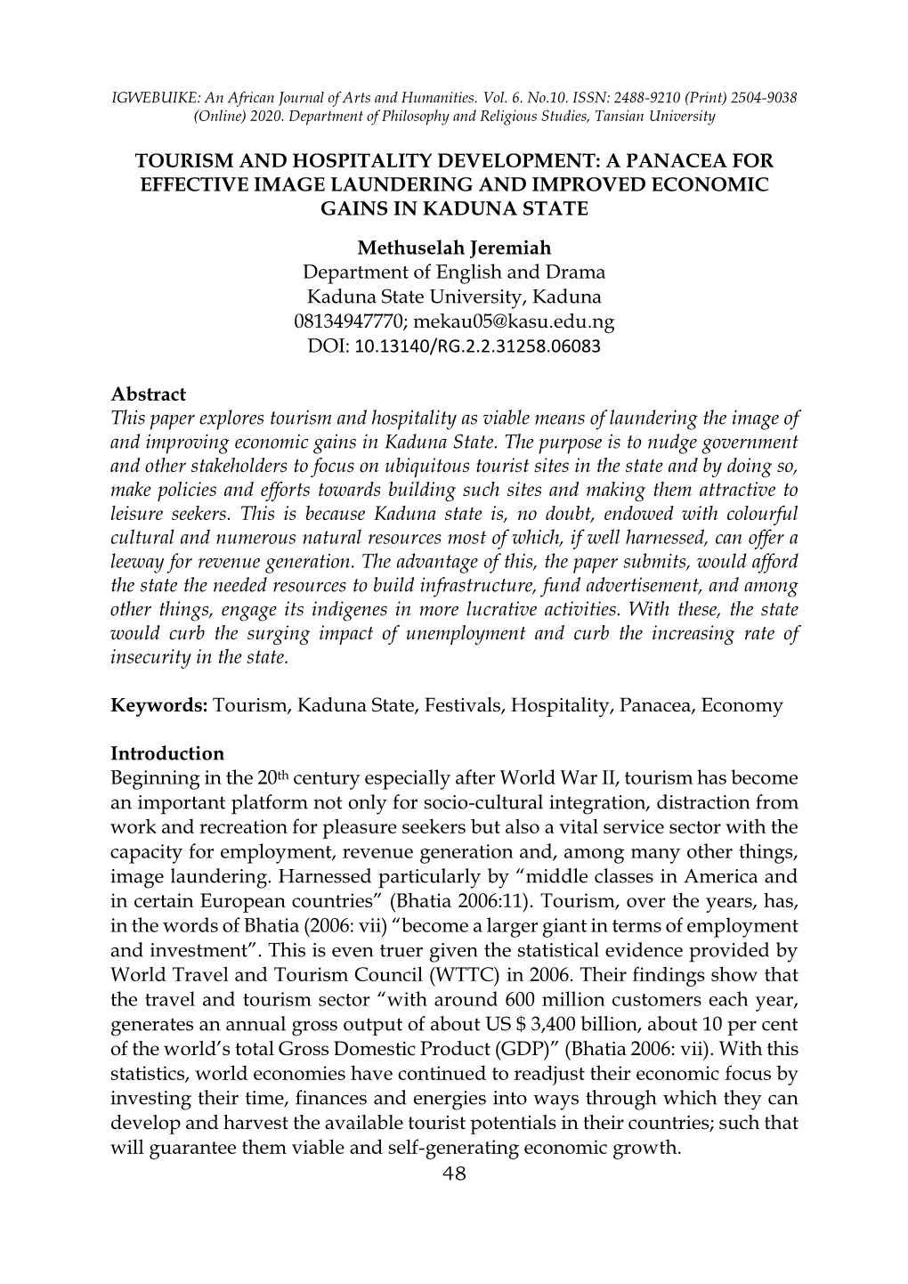 48 Tourism and Hospitality Development