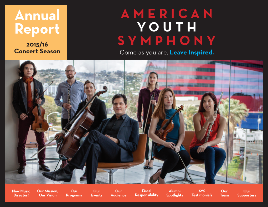 Annual Report and Our AYS Is a Place for Great Musical Talents to Unite and Many Success During the 2015/16 Concert Season