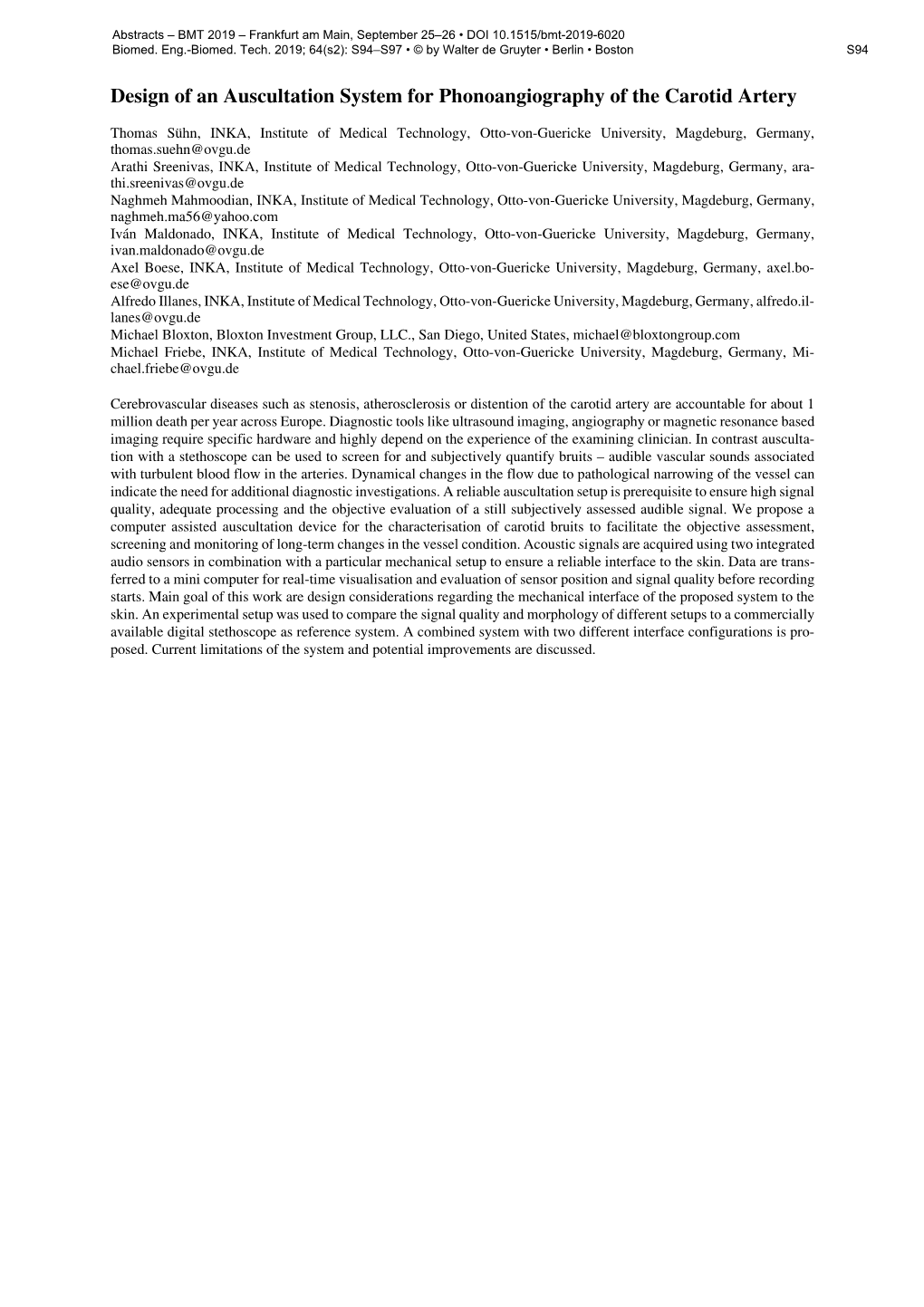 Design of an Auscultation System for Phonoangiography of the Carotid Artery