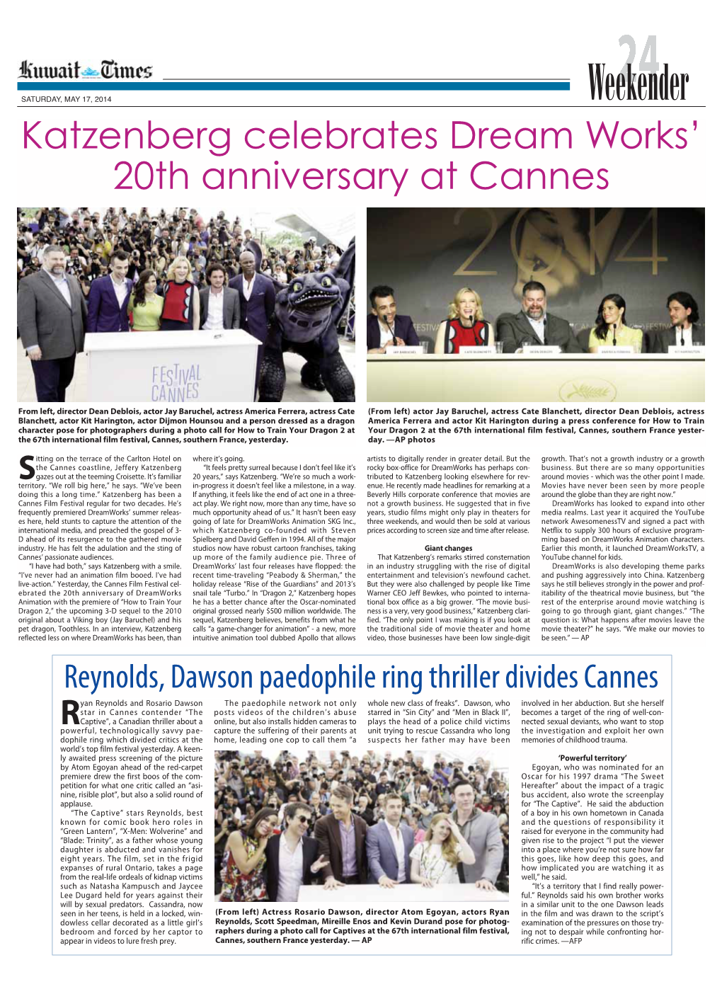 Katzenberg Celebrates Dream Works' 20Th Anniversary at Cannes