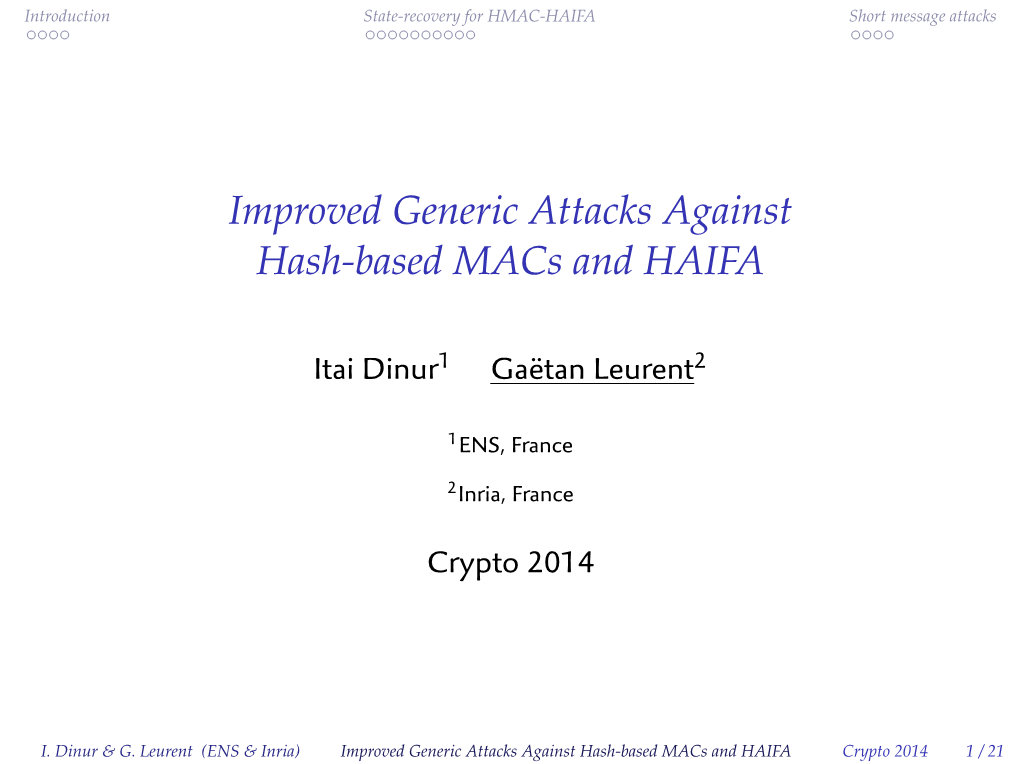 Improved Generic Attacks Against Hash-Based Macs and HAIFA