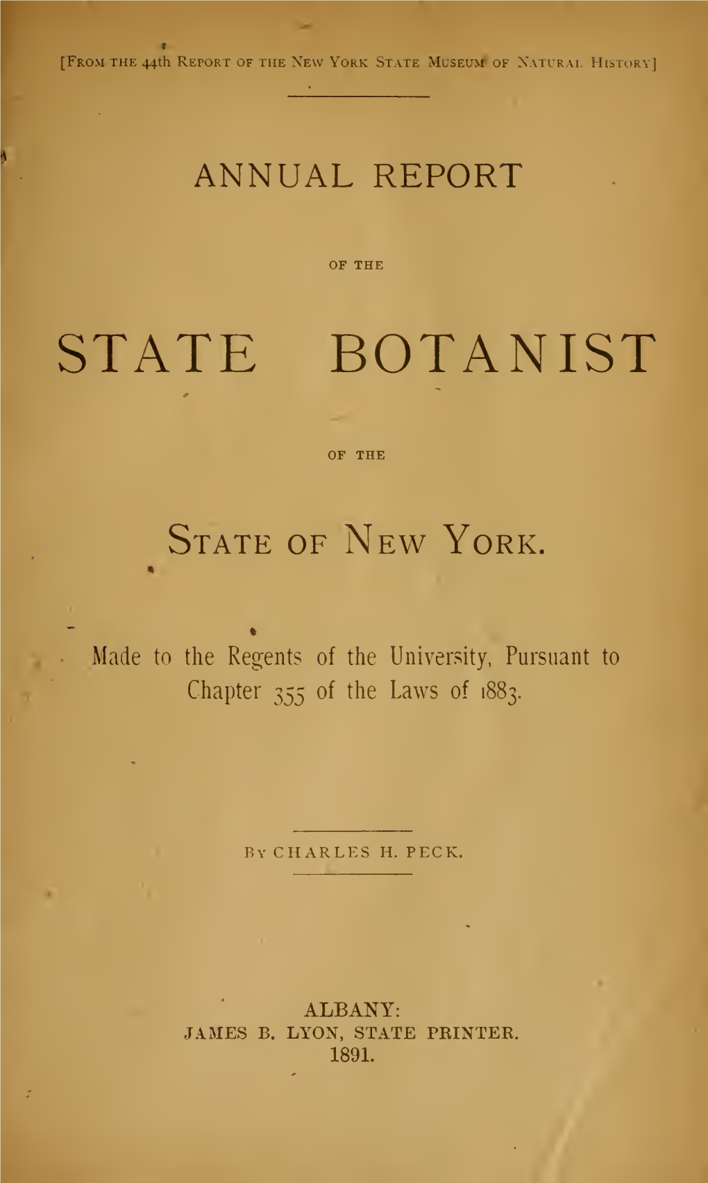 Annual Report of the State Botanist 1890