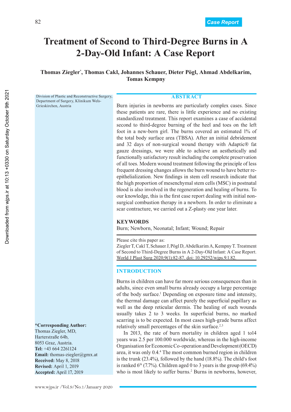 Treatment of Second to Third-Degree Burns in a 2-Day-Old Infant: a Case Report