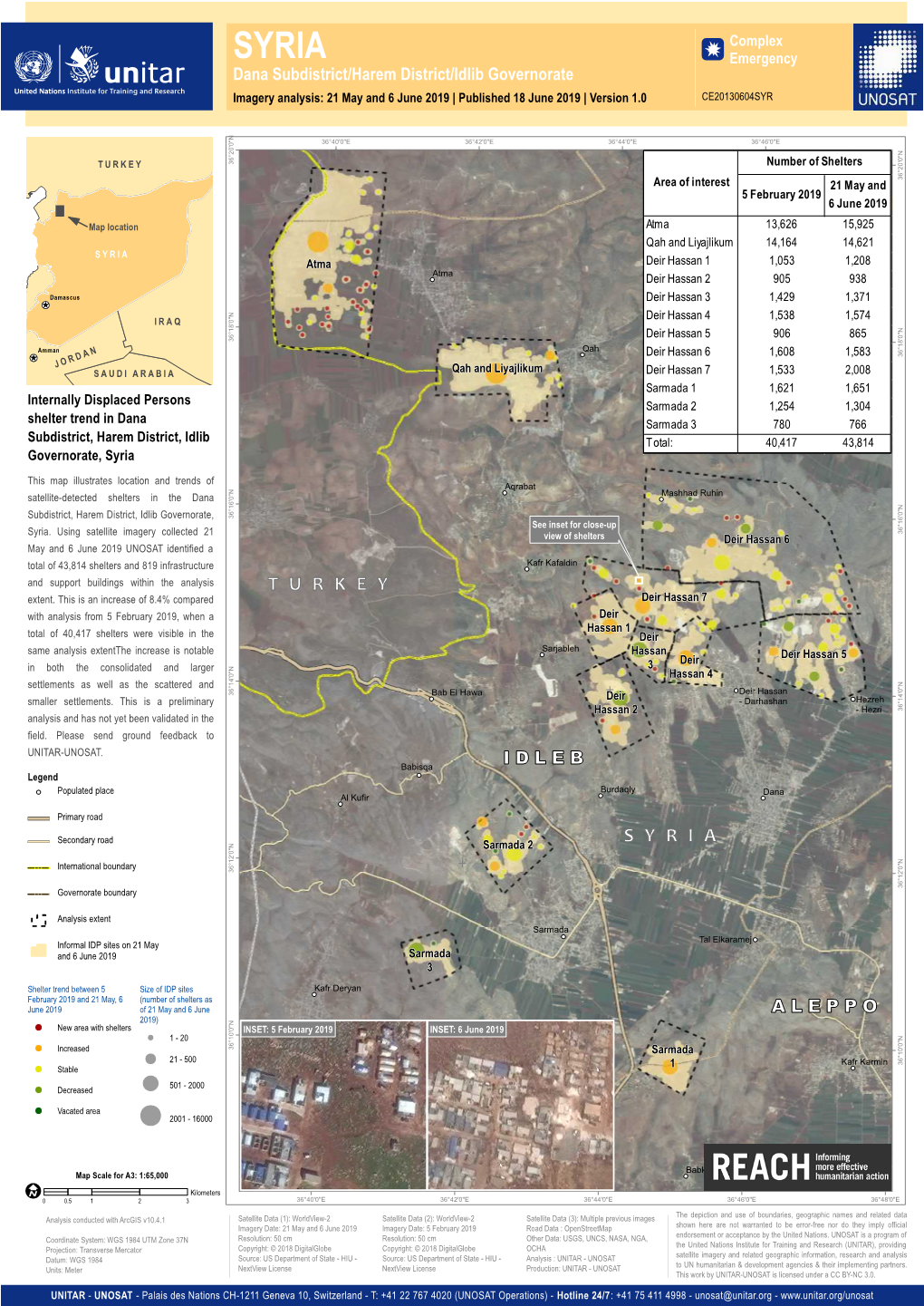 Dana Subdistrict/Harem District/Idlib Governorate Imagery Analysis: 21 May and 6 June 2019 | Published 18 June 2019 | Version 1.0 CE20130604SYR N 