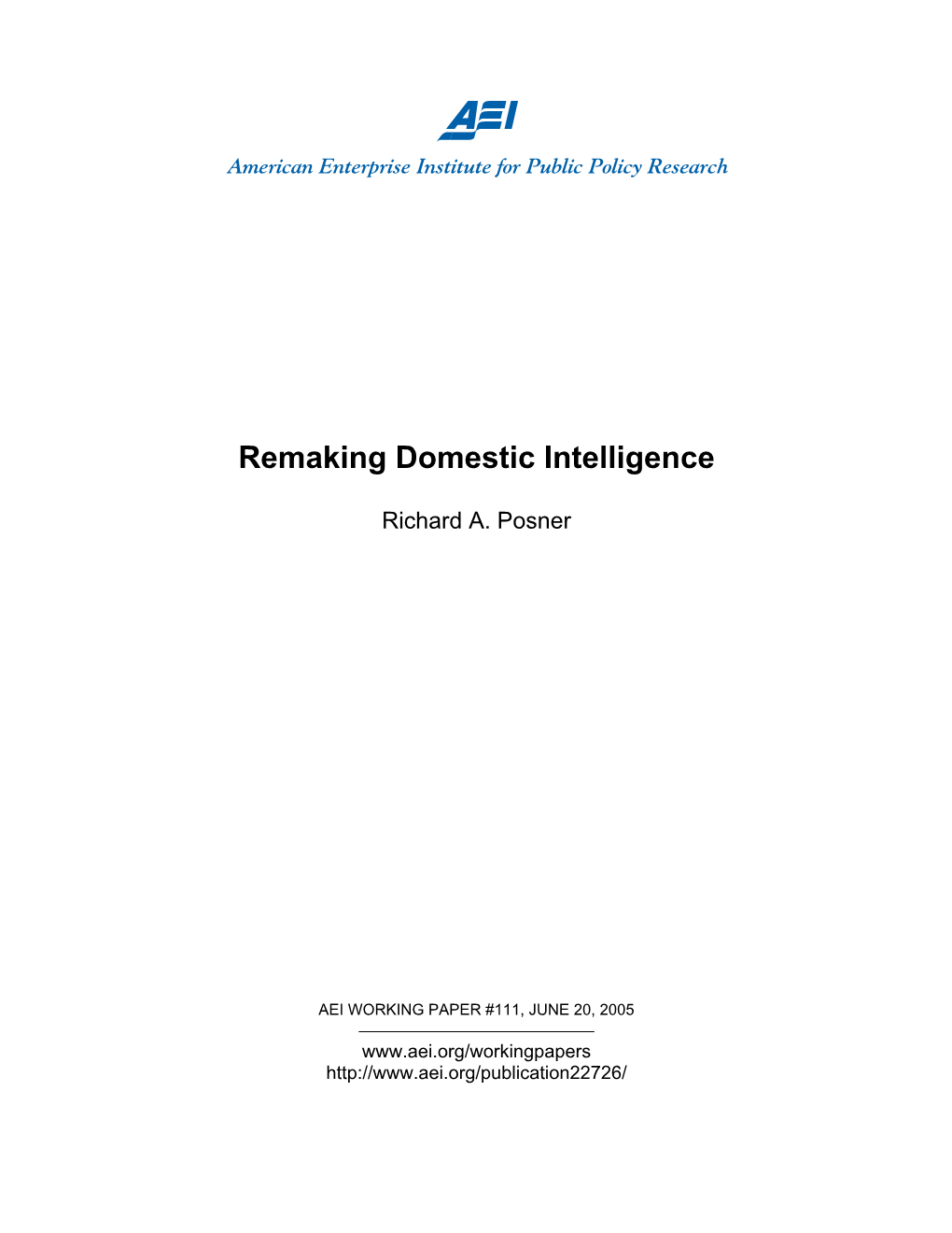 Remaking Domestic Intelligence