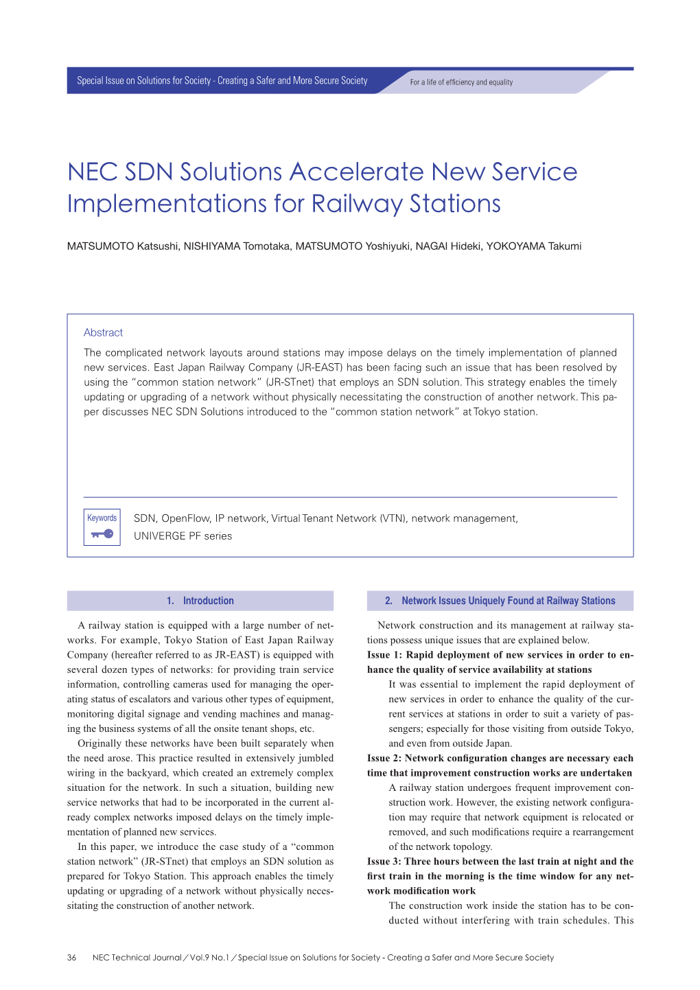 NEC SDN Solutions Accelerate New Service Implementations for Railway Stations