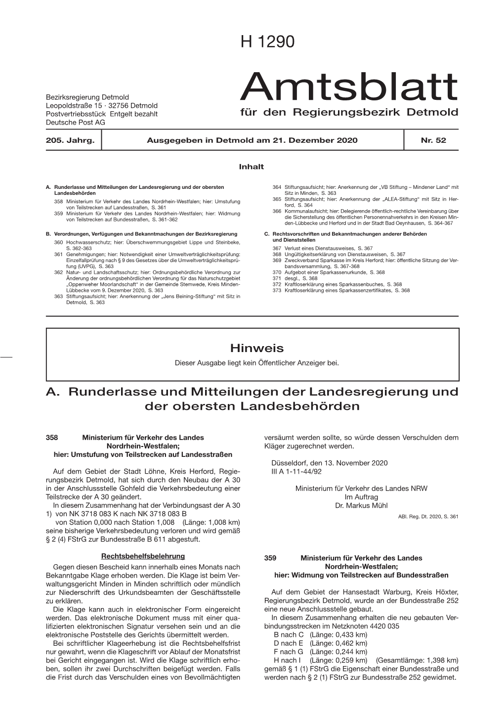 Amtsblatt Leopoldstraße 15 · 32756 Detmold Postvertriebsstück Entgelt Bezahlt Für Den Regierungsbezirk Detmold Deutsche Post AG