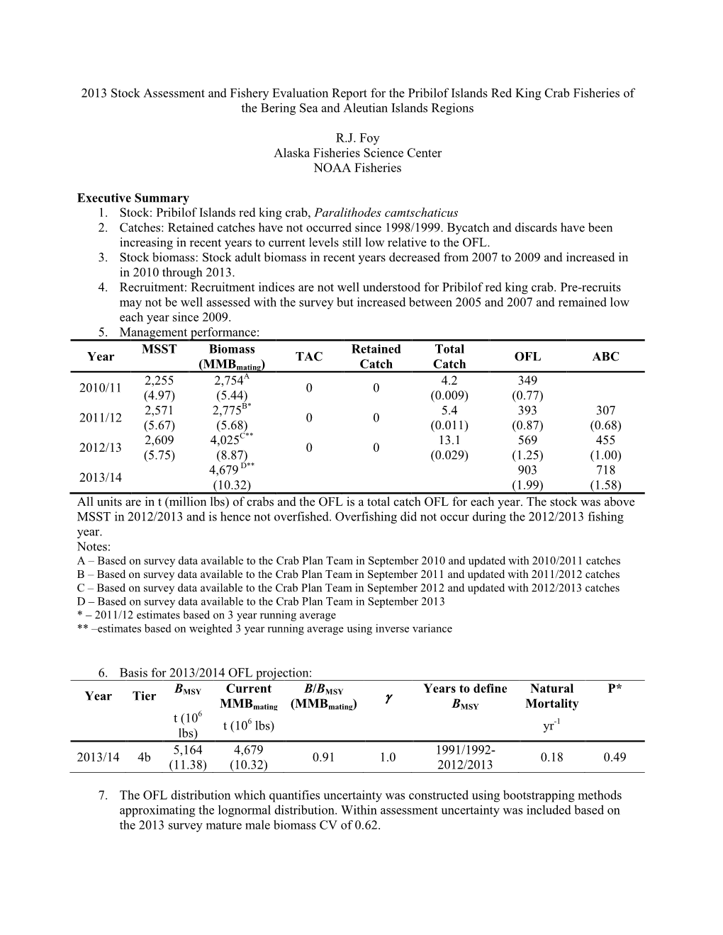 Pribilof Islands Red King Crab Fisheries of the Bering Sea and Aleutian Islands Regions