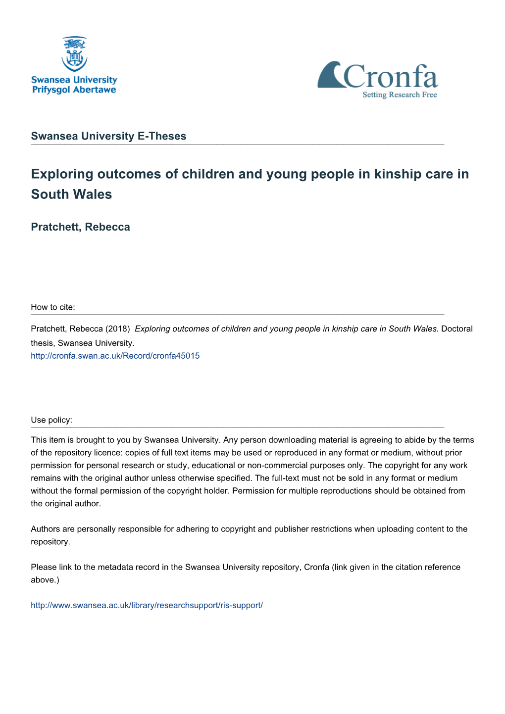 Exploring Outcomes of Children and Young People in Kinship Care in South Wales