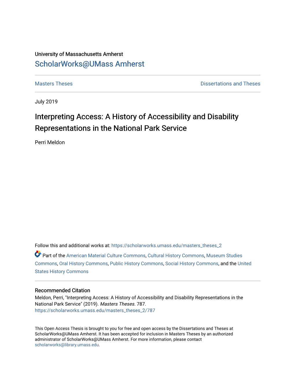 Interpreting Access: a History of Accessibility and Disability Representations in the National Park Service
