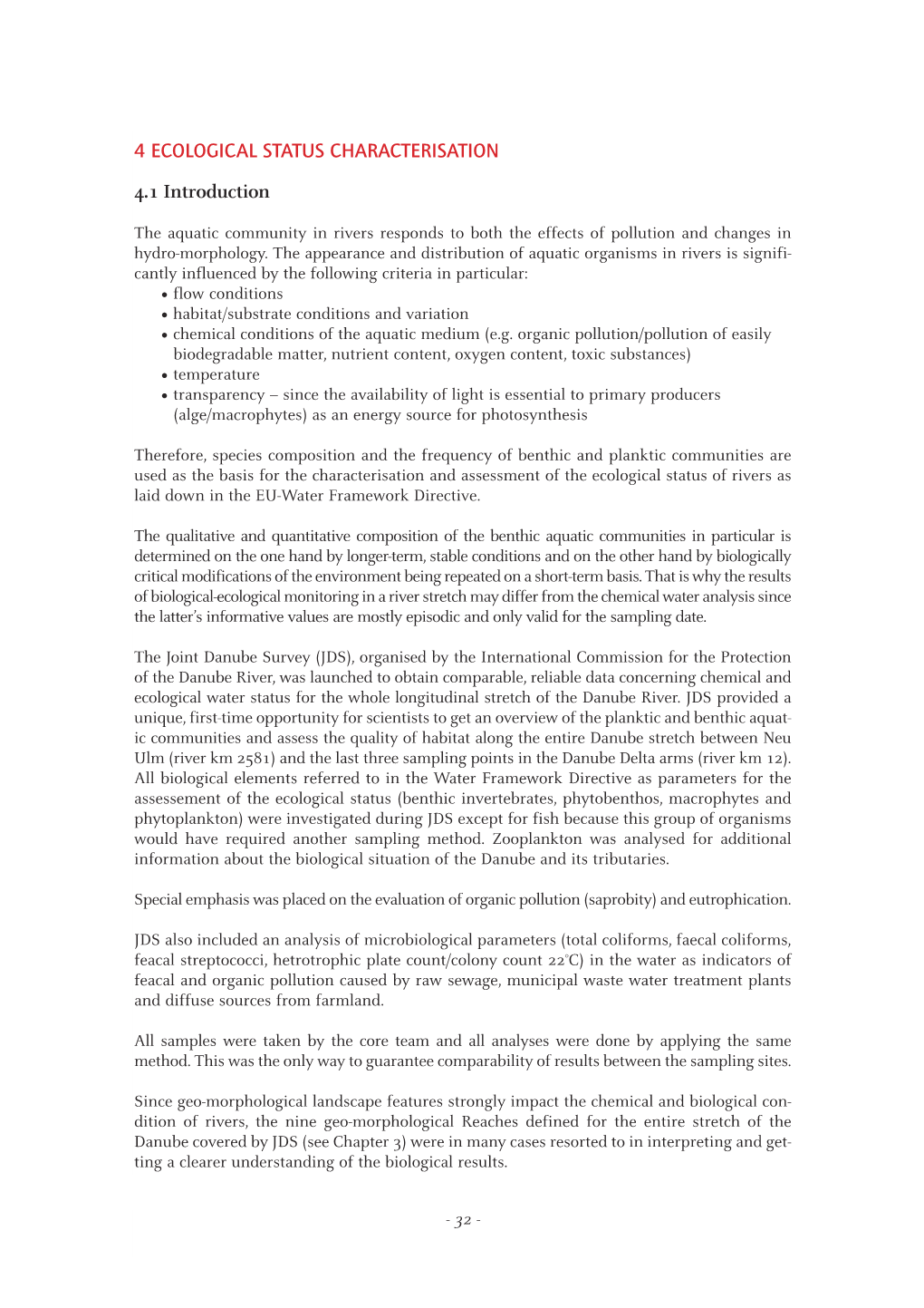 4 Ecological Status Characterisation 4.1