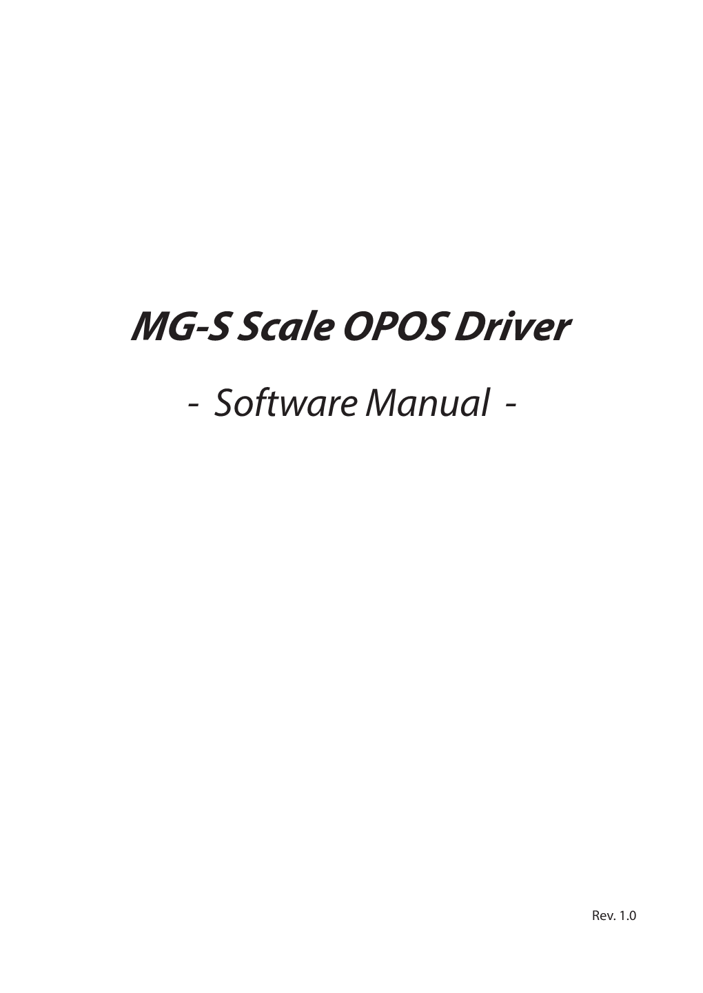 MG-S Scale OPOS Driver Software Manual