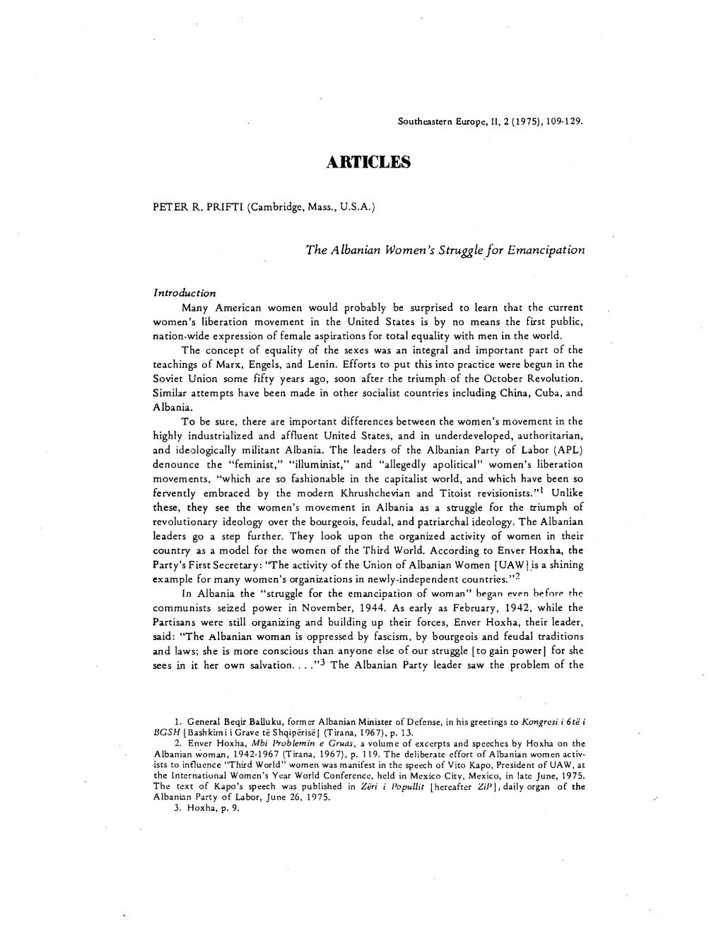 Articles Peter R. Prifti