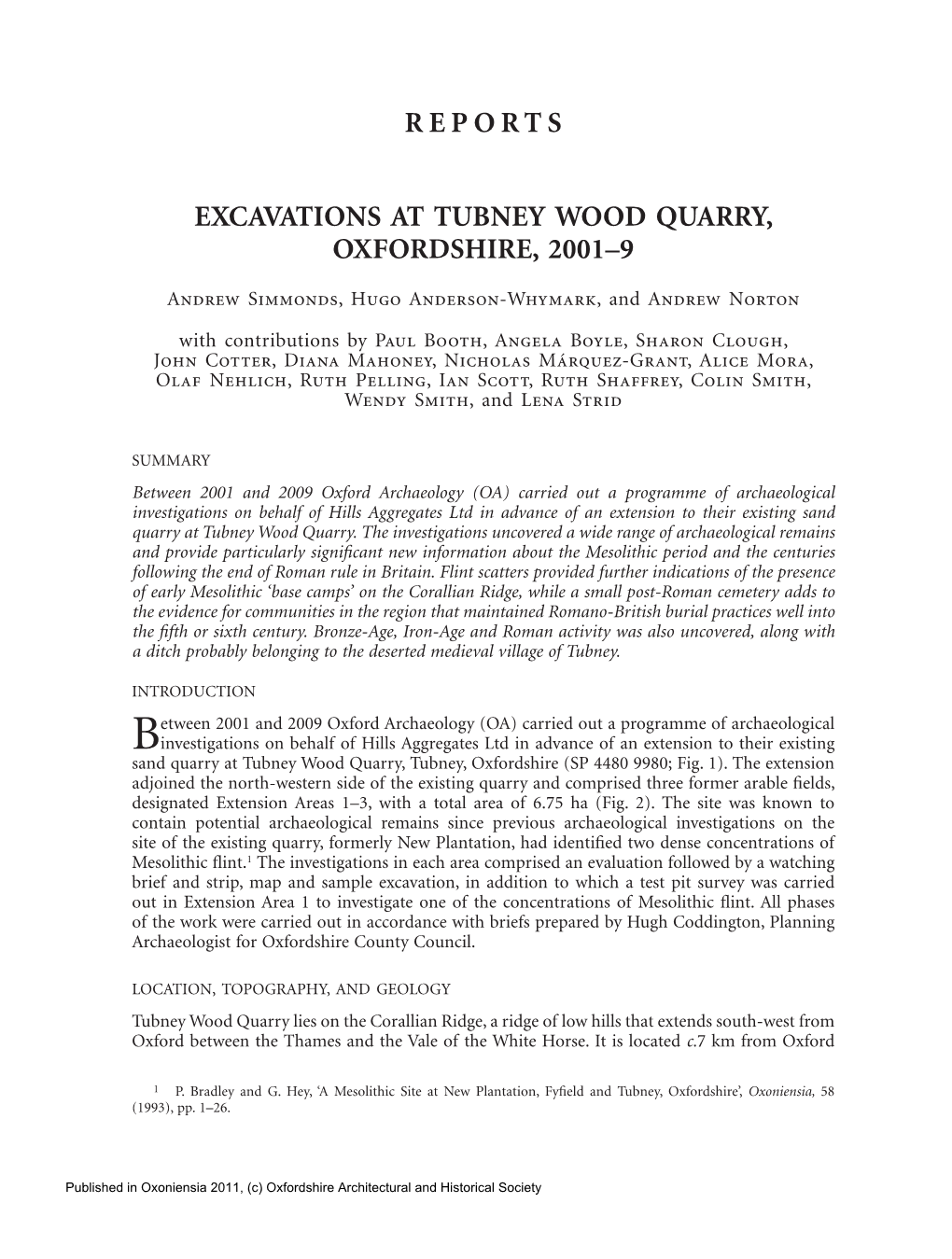 REPORTS Excavations at TUBNEY Wood QUARRY