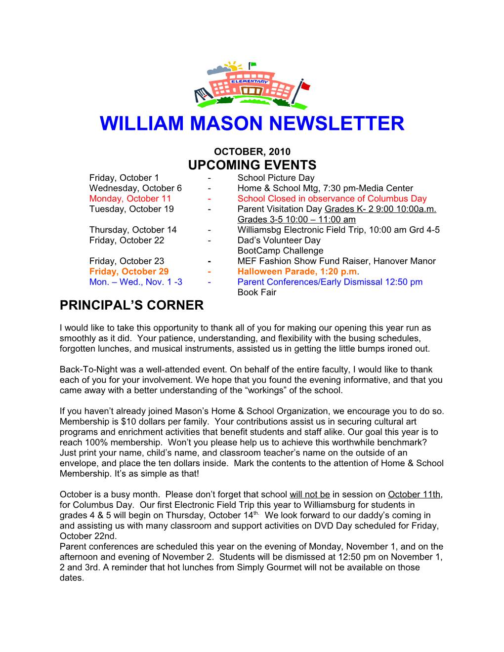 William Mason Newsletter