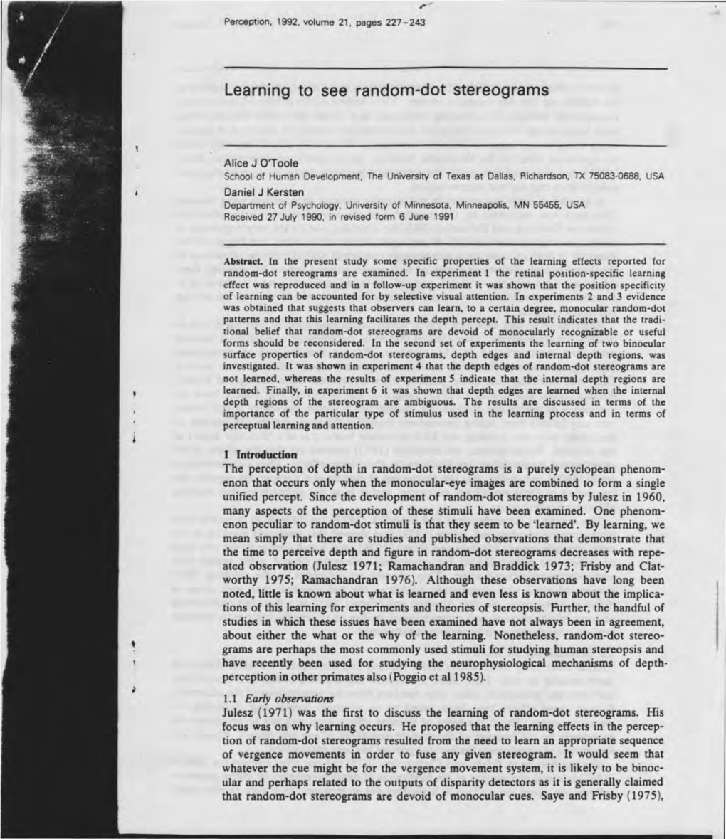 Learning to See Random-Dot Stereograms