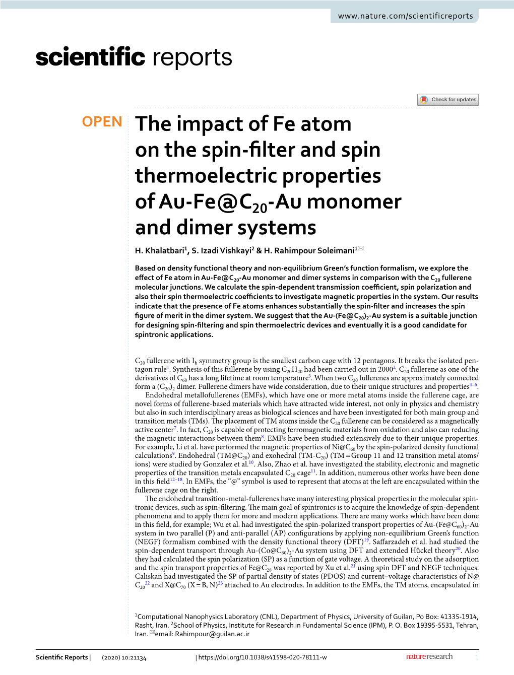 The Impact of Fe Atom on the Spin-Filter and Spin Thermoelectric