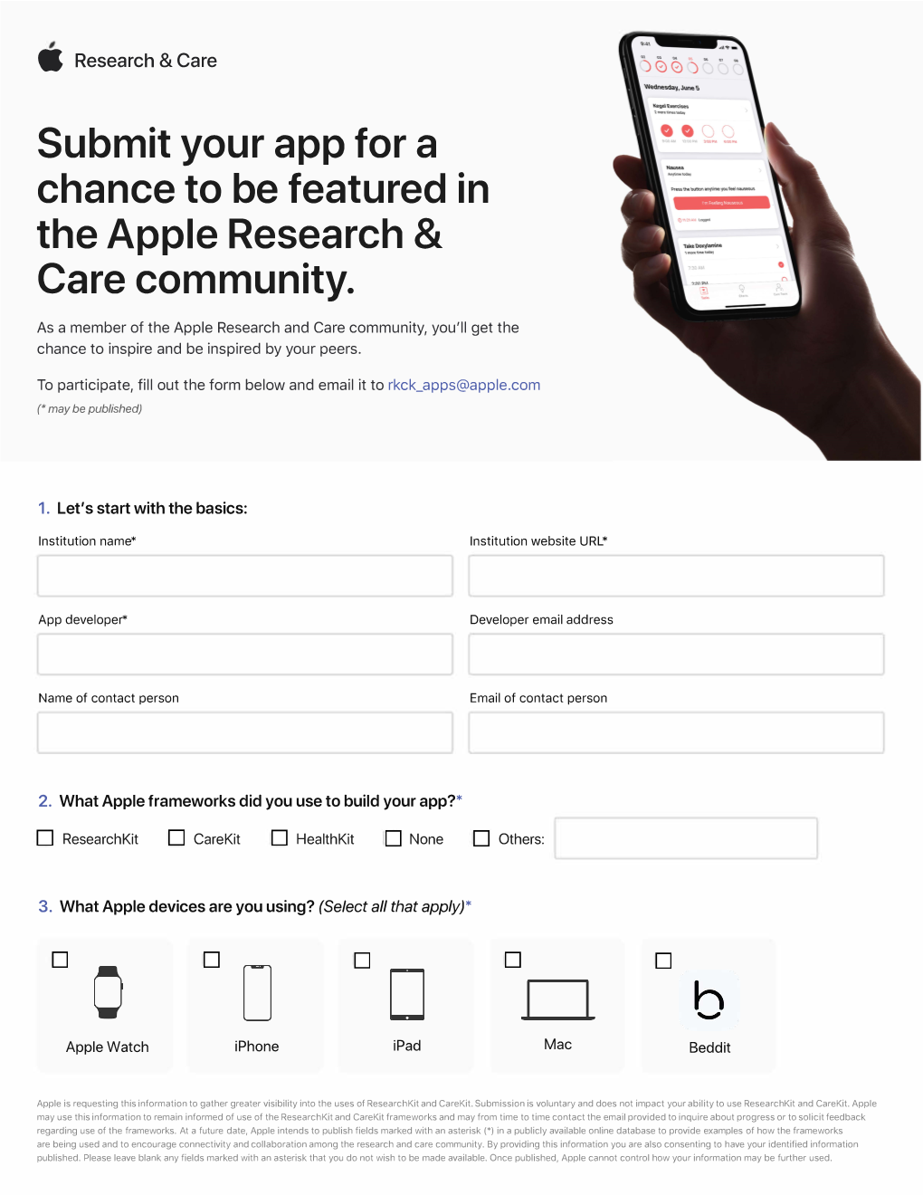 Submit Your Researchkit Or Carekit